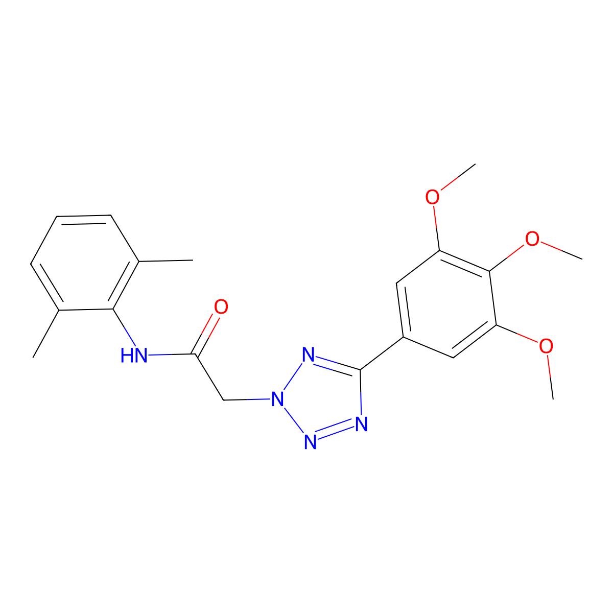 N-(2,6-dimethylphenyl)-2-[5-(3,4,5-trimethoxyphenyl)tetrazol-2-yl]acetamide molecular structure, CAS 708294-08-0
