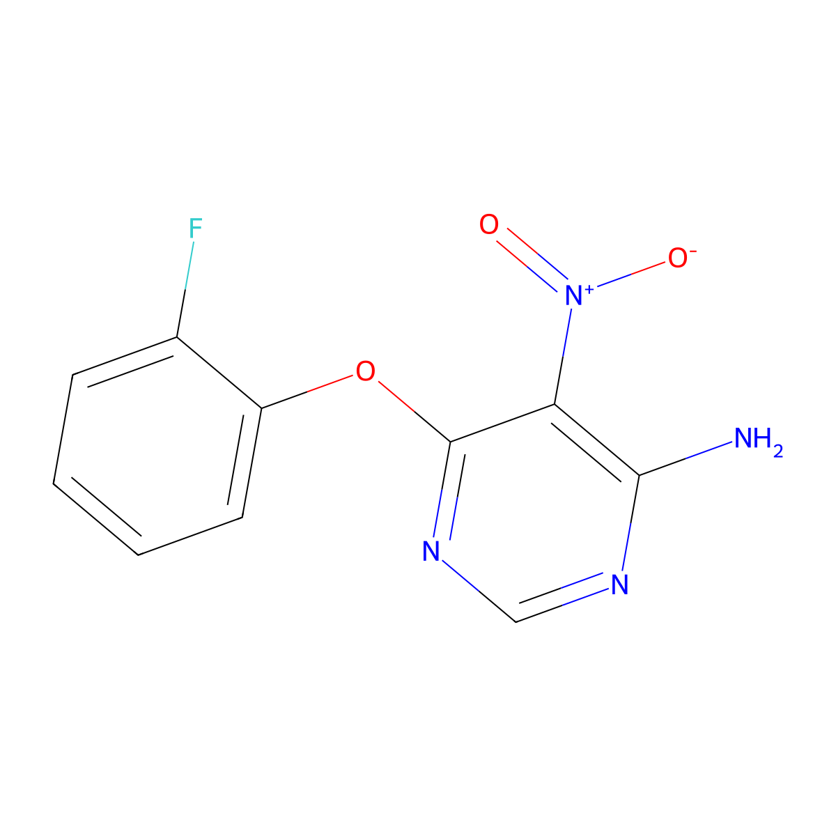 6-(2-Fluorophenoxy)-5-nitropyrimidin-4-amine molecular structure, CAS 708294-10-4