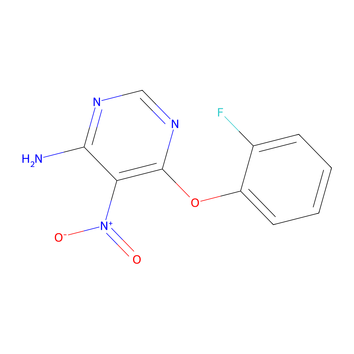 6-(2-Fluorophenoxy)-5-nitropyrimidin-4-amine molecular structure, CAS 708294-10-4