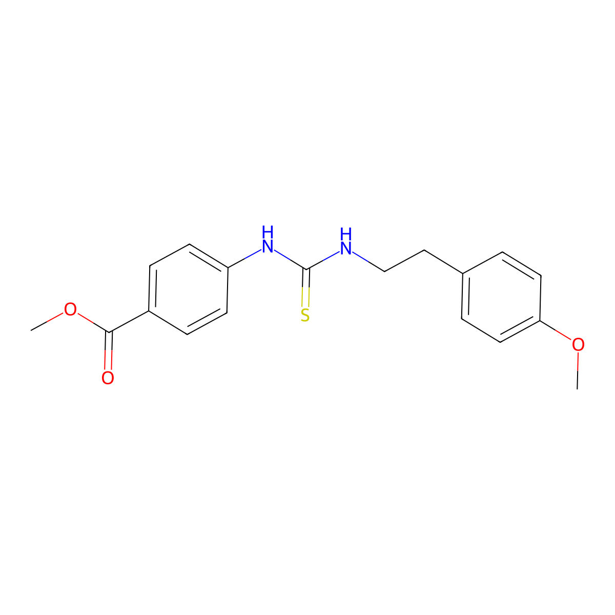 Methyl 4-({[2-(4-methoxyphenyl)ethyl]carbamothioyl}amino)benzoate molecular structure, CAS 708294-24-0