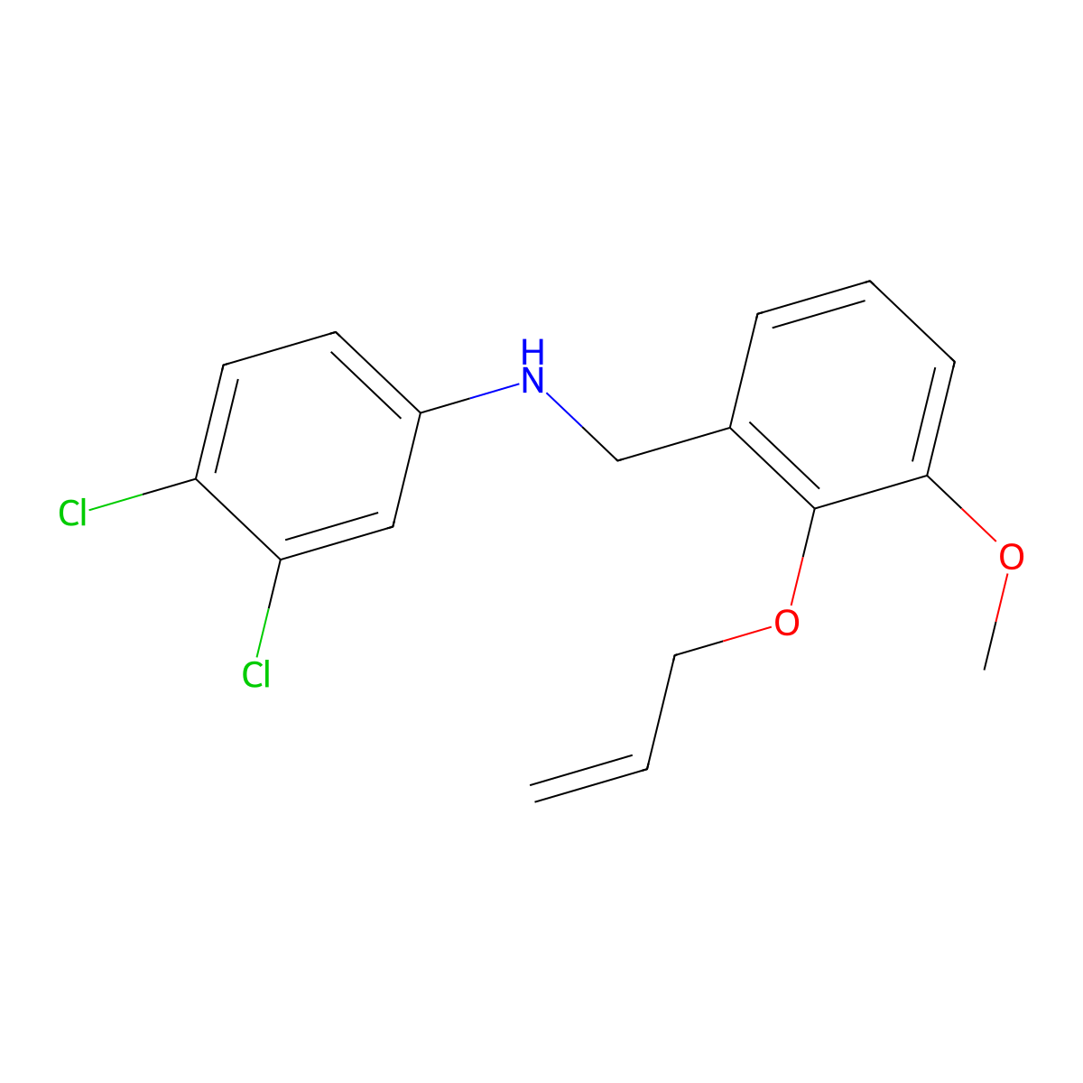 N-[2-(allyloxy)-3-methoxybenzyl]-N-(3,4-dichlorophenyl)amine molecular structure, CAS 708294-47-7