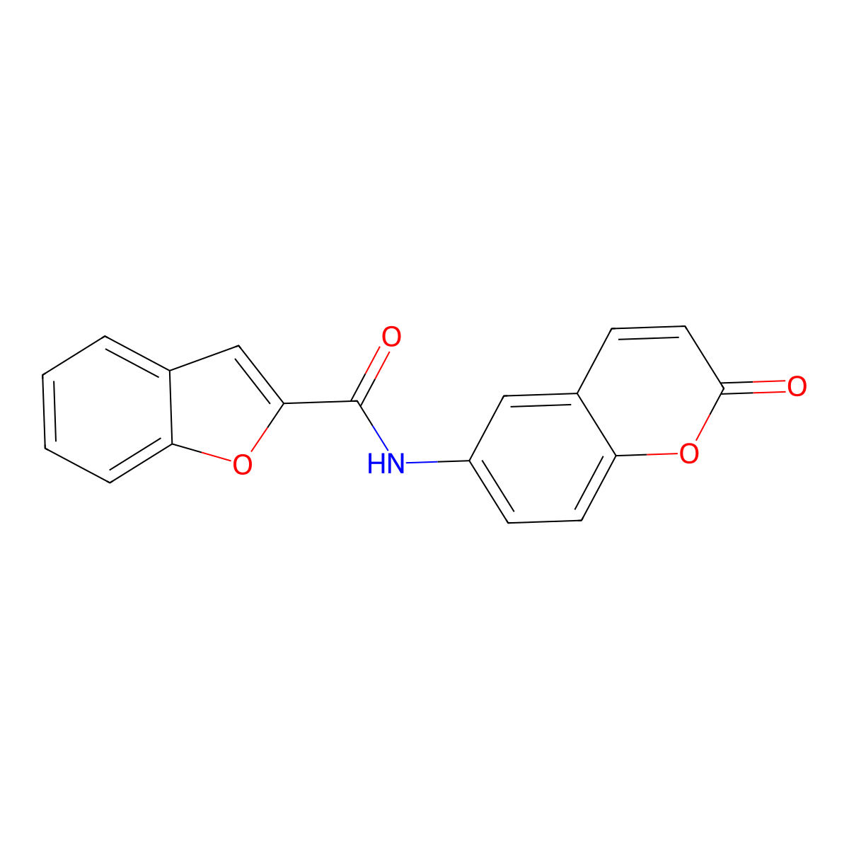 N-(2-oxochromen-6-yl)-1-benzofuran-2-carboxamide molecular structure, CAS 708294-55-7