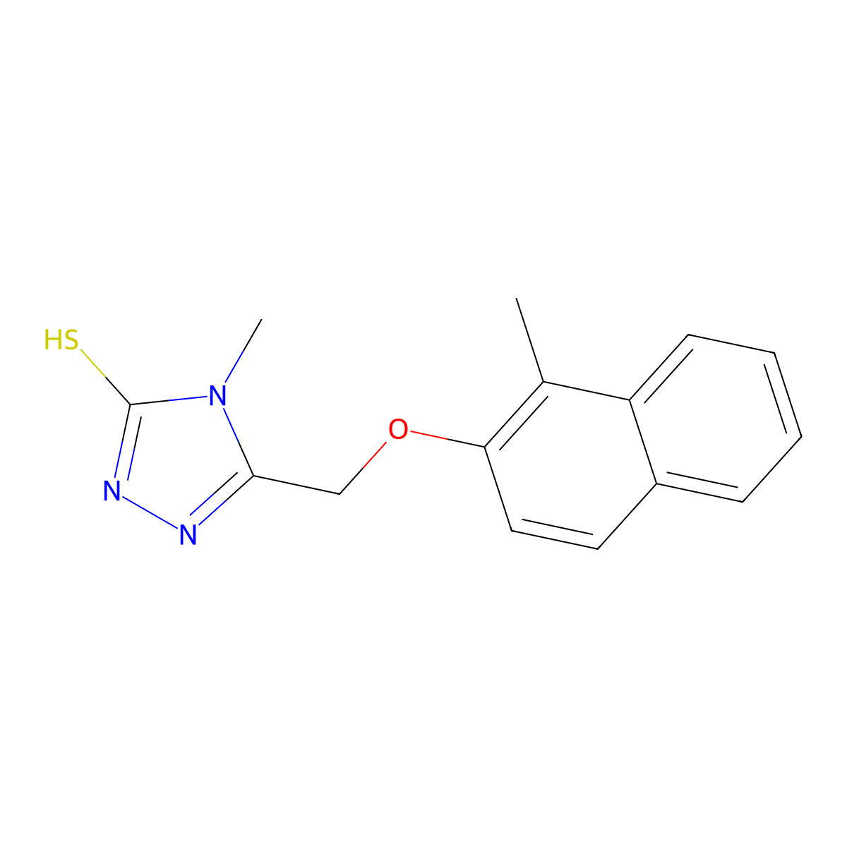 4-Methyl-5-(1-methyl-naphthalen-2-yloxymethyl)-4H-[1,2,4]triazole-3-thiol molecular structure, CAS 708294-57-9