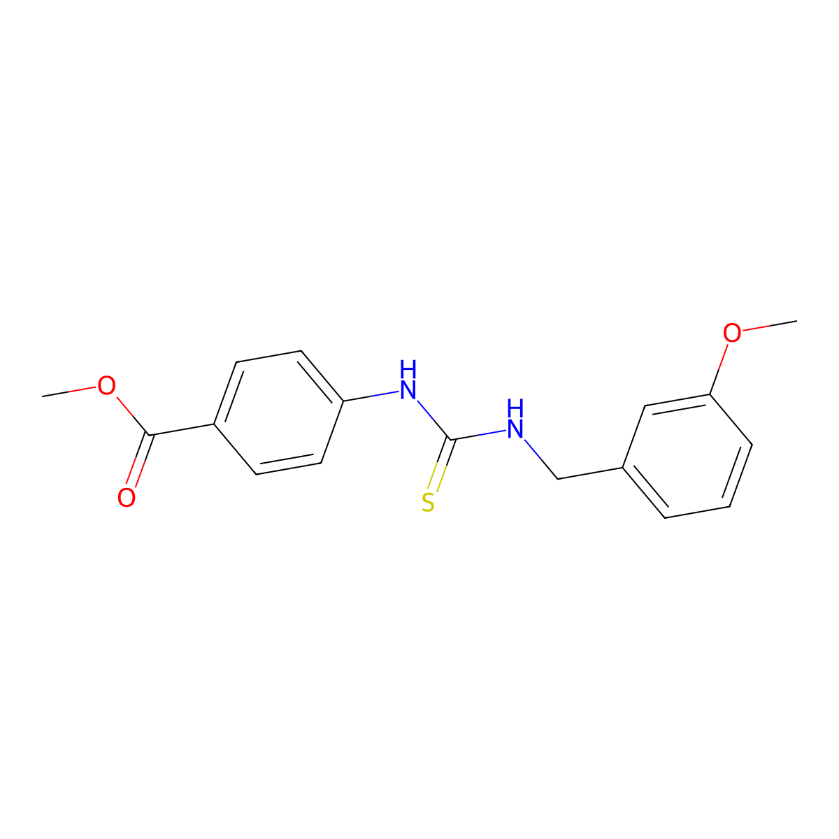 Methyl 4-{[(3-methoxybenzyl)carbamothioyl]amino}benzoate molecular structure, CAS 708294-67-1
