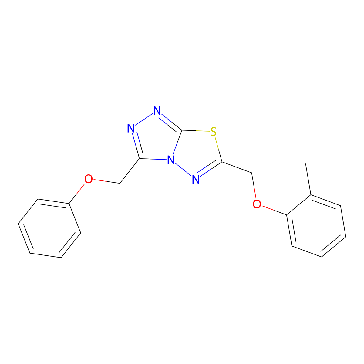 6-[(2-Methylphenoxy)methyl]-3-(phenoxymethyl)-[1,2,4]triazolo[3,4-b][1,3,4]thiadiazole molecular structure, CAS 708294-72-8