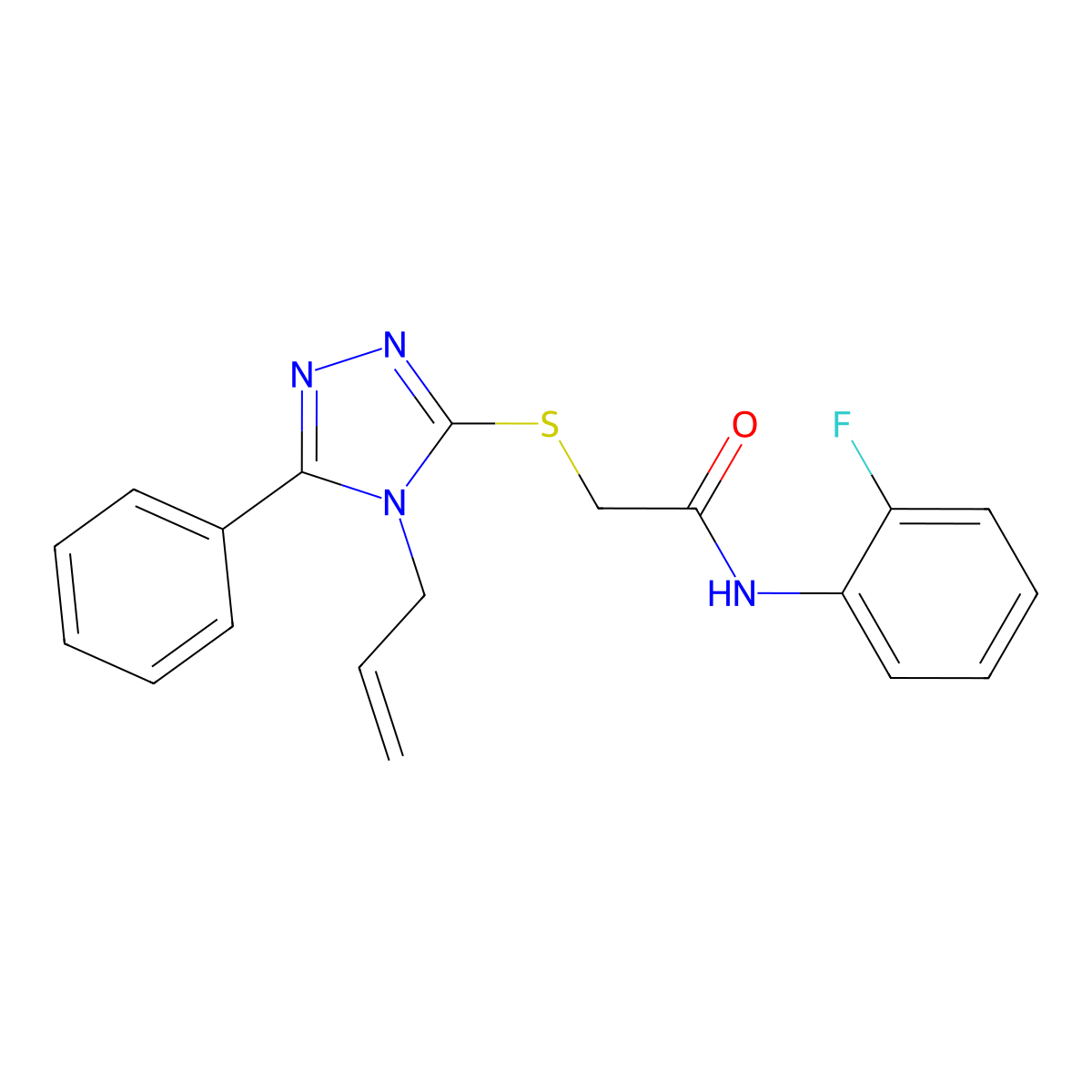 N-(2-fluorophenyl)-2-[(5-phenyl-4-prop-2-enyl-1,2,4-triazol-3-yl)sulfanyl]acetamide molecular structure, CAS 708294-75-1