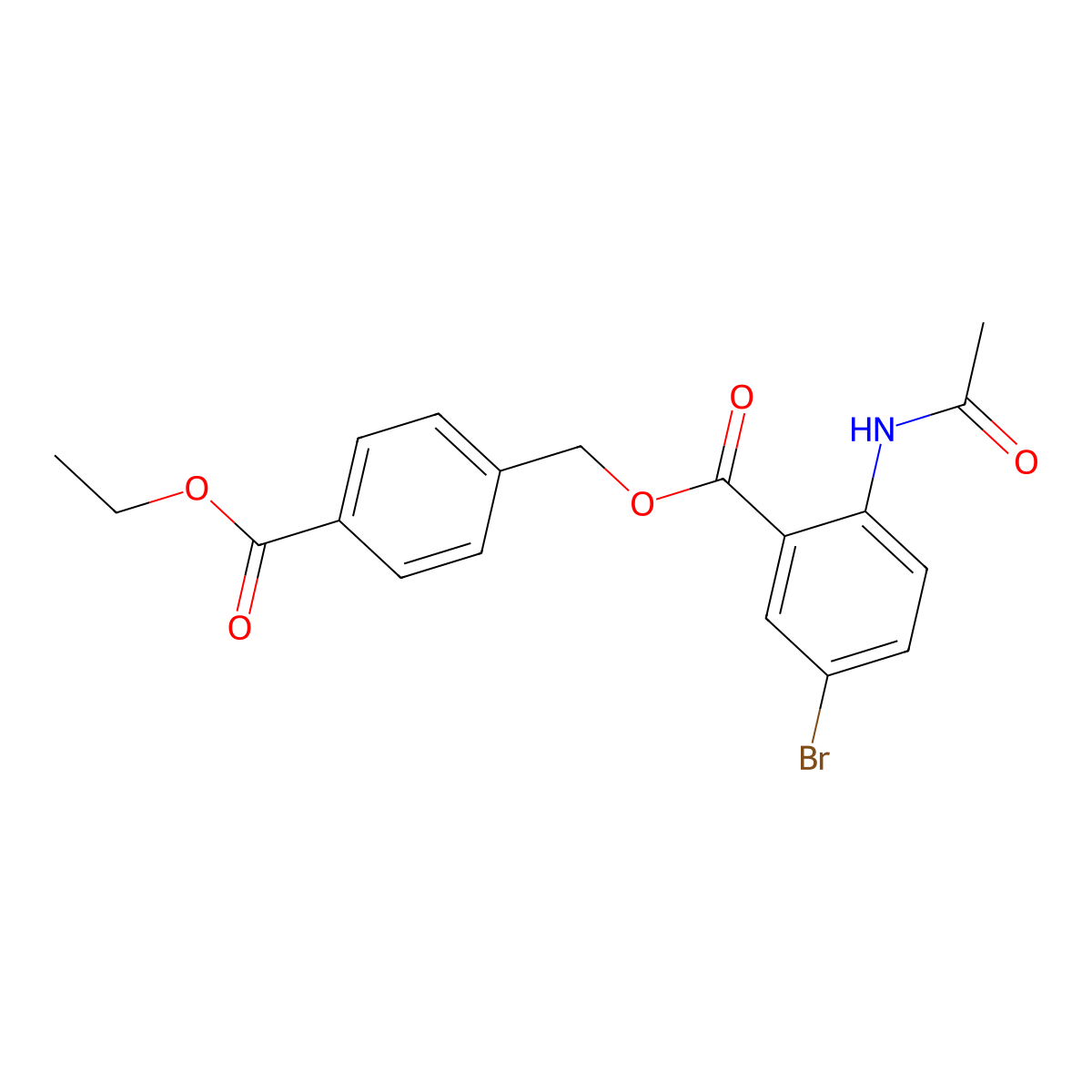 4-(Ethoxycarbonyl)benzyl 2-(acetylamino)-5-bromobenzoate molecular structure, CAS 708294-82-0