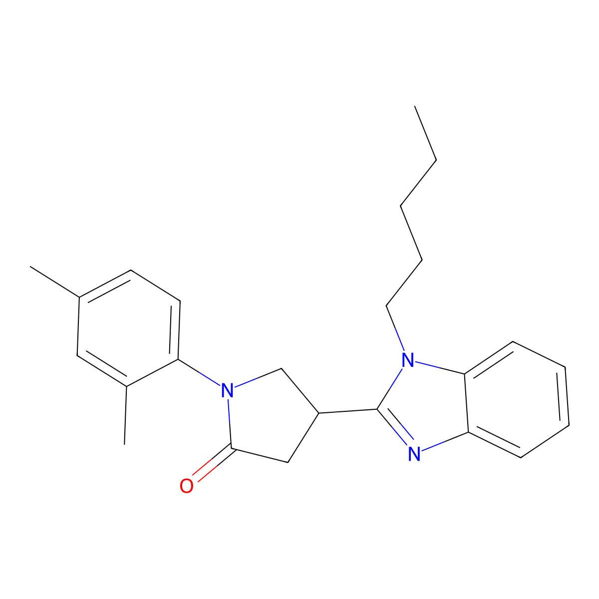 1-(2,4-Dimethylphenyl)-4-(1-pentylbenzimidazol-2-yl)pyrrolidin-2-one molecular structure, CAS 708294-89-7