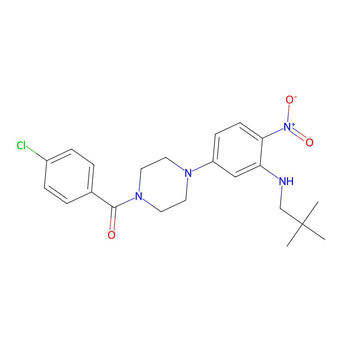 (4-Chlorophenyl)-[4-[3-(2,2-dimethylpropylamino)-4-nitrophenyl]piperazin-1-yl]methanone molecular structure, CAS 708295-14-1
