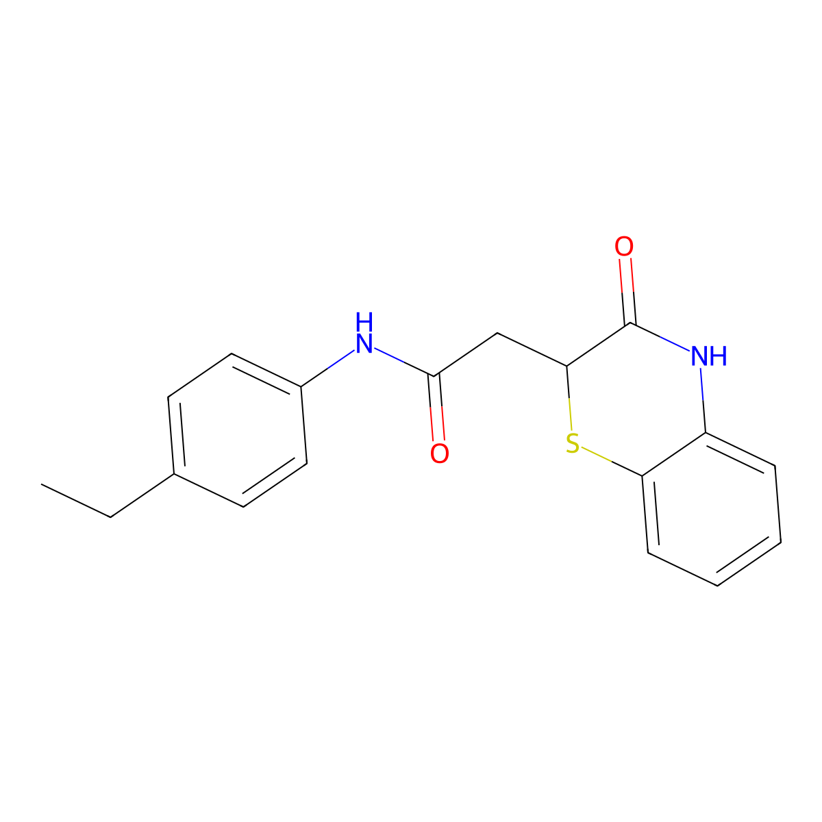 N-(4-ethylphenyl)-2-(3-oxo-3,4-dihydro-2H-1,4-benzothiazin-2-yl)acetamide molecular structure, CAS 708295-26-5