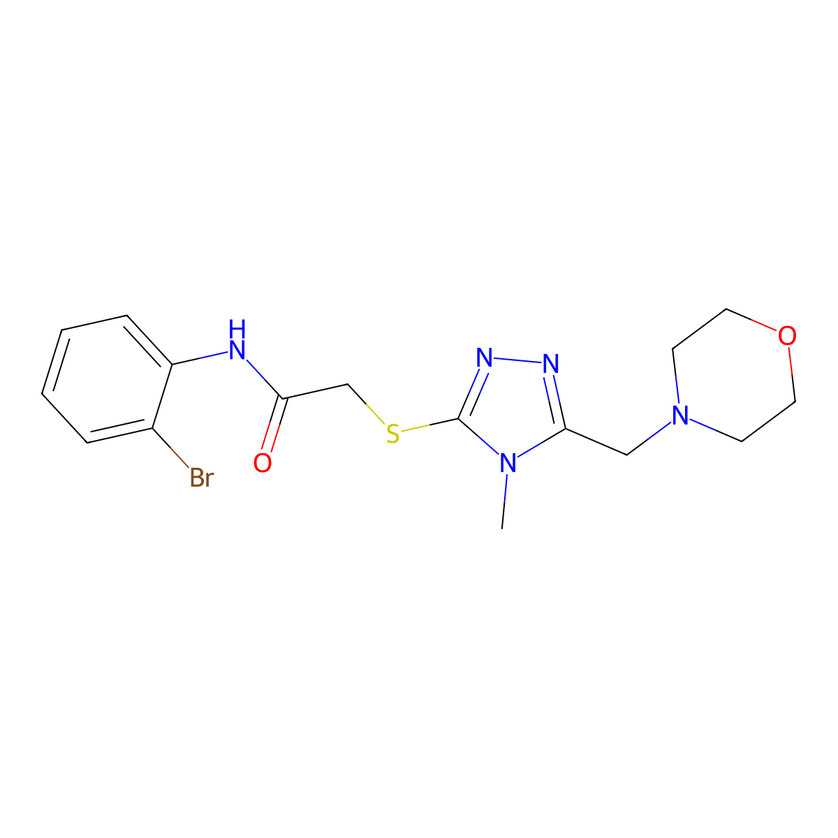 N-(2-bromophenyl)-2-[[4-methyl-5-(morpholin-4-ylmethyl)-1,2,4-triazol-3-yl]sulfanyl]acetamide molecular structure, CAS 708295-28-7