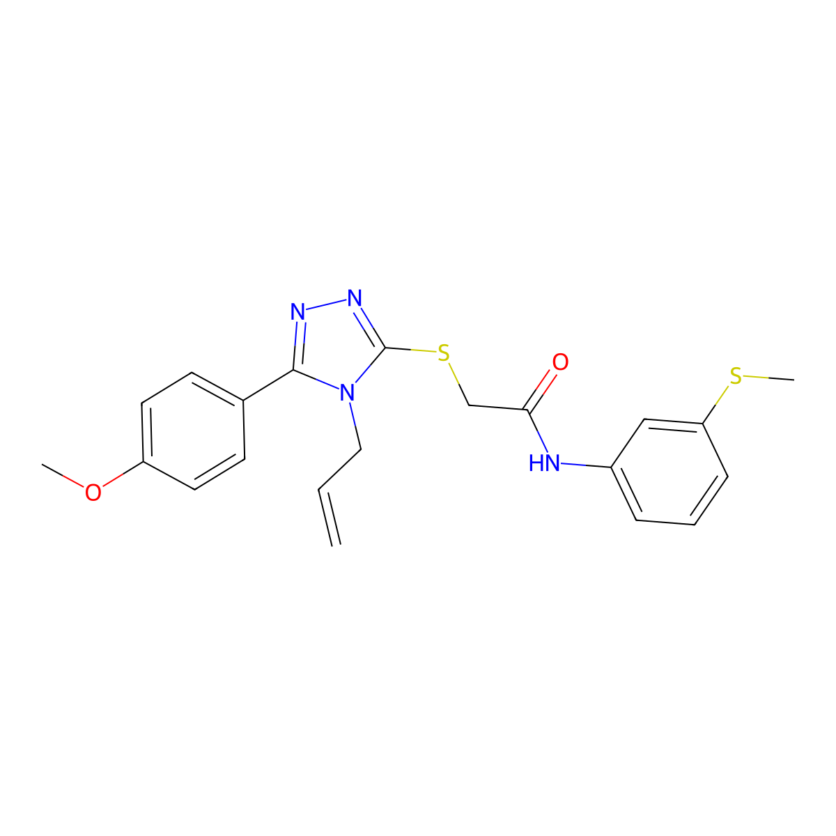 2-[[5-(4-methoxyphenyl)-4-prop-2-enyl-1,2,4-triazol-3-yl]sulfanyl]-N-(3-methylsulfanylphenyl)acetamide molecular structure, CAS 708295-42-5