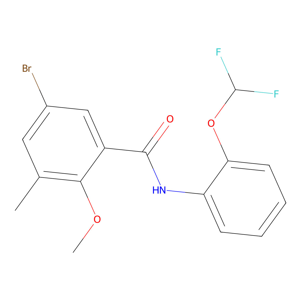 5-bromo-N-[2-(difluoromethoxy)phenyl]-2-methoxy-3-methylbenzamide molecular structure, CAS 708295-43-6