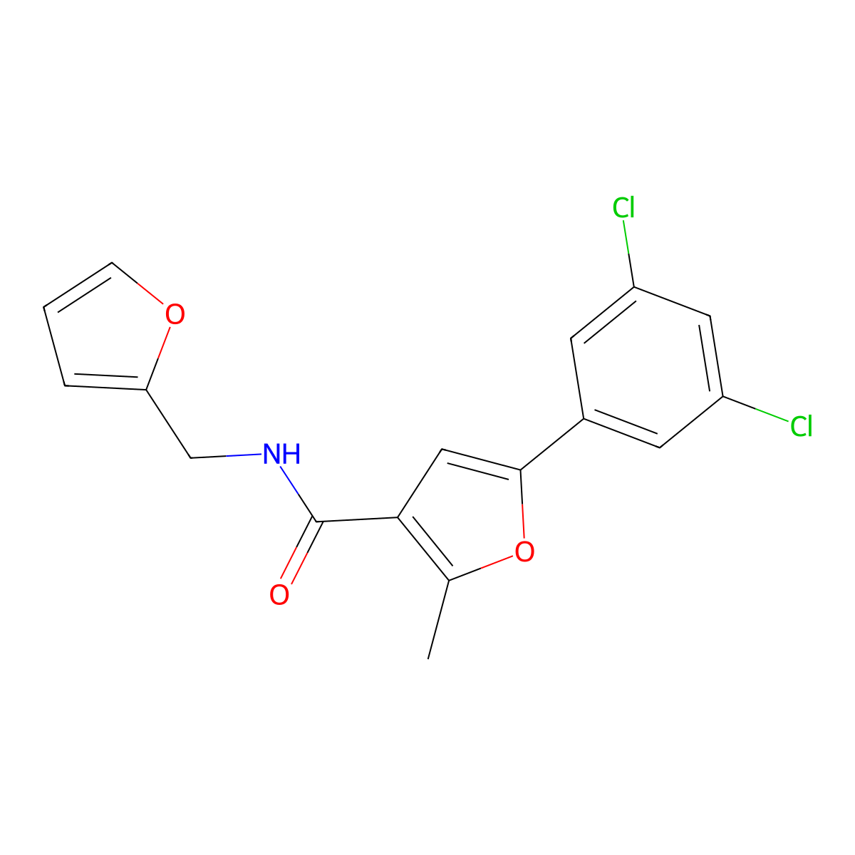 5-(3,5-dichlorophenyl)-N-(furan-2-ylmethyl)-2-methylfuran-3-carboxamide molecular structure, CAS 708295-54-9