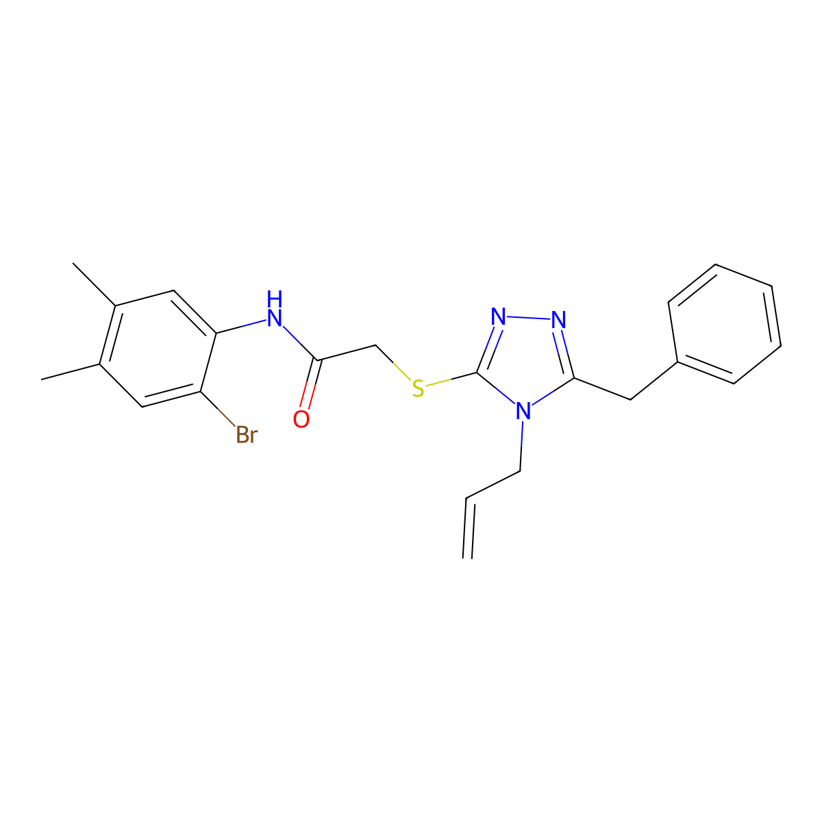 2-[(5-benzyl-4-prop-2-enyl-1,2,4-triazol-3-yl)sulfanyl]-N-(2-bromo-4,5-dimethylphenyl)acetamide molecular structure, CAS 708295-64-1