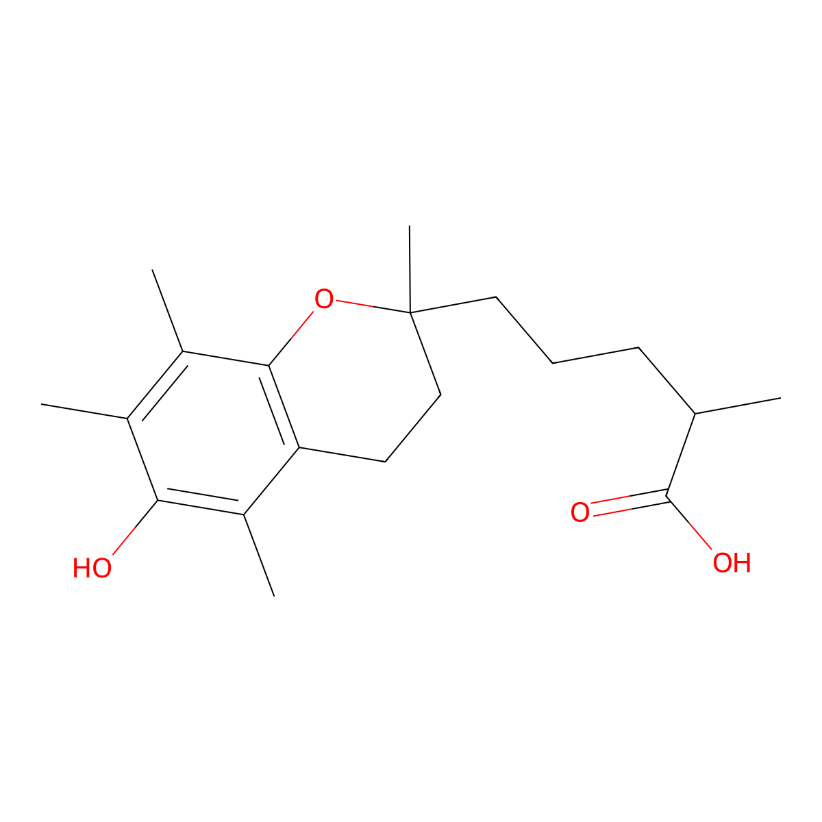 5-(6-Hydroxy-2,5,7,8-tetramethyl-chroman-2-yl)-2-methyl-pentanoic acid molecular structure, CAS 7083-09-2