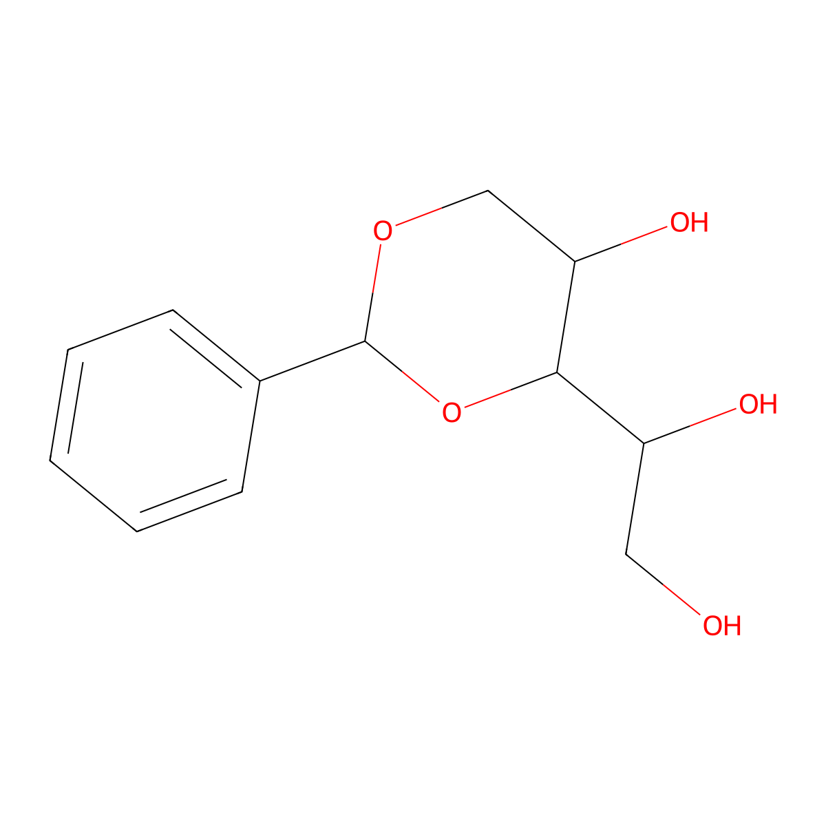 1-(5-Hydroxy-2-phenyl-1,3-dioxan-4-yl)ethane-1,2-diol molecular structure, CAS 70831-50-4