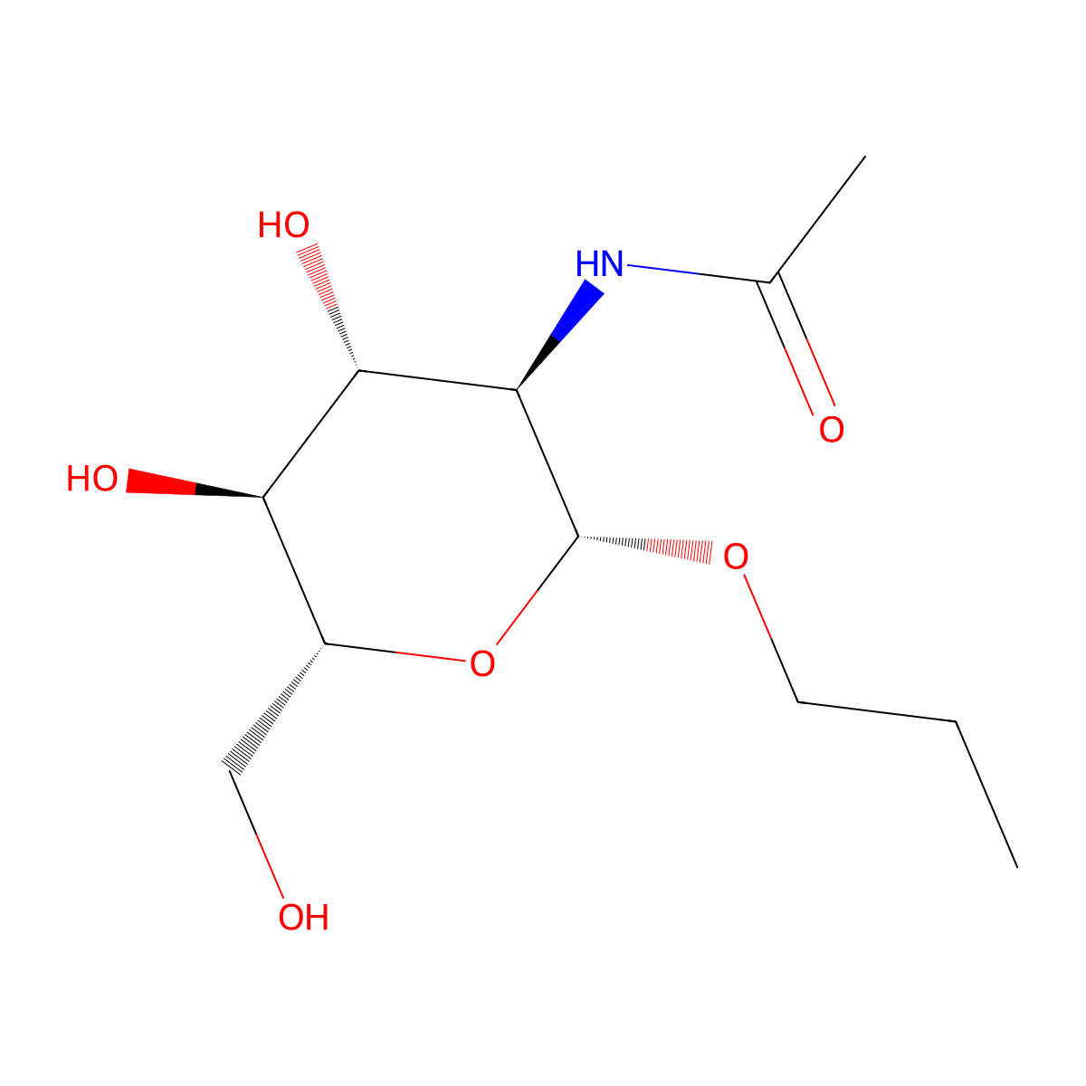Propyl 2-acetamido-2-deoxy-beta-D-glucopyranoside molecular structure, CAS 70832-36-9