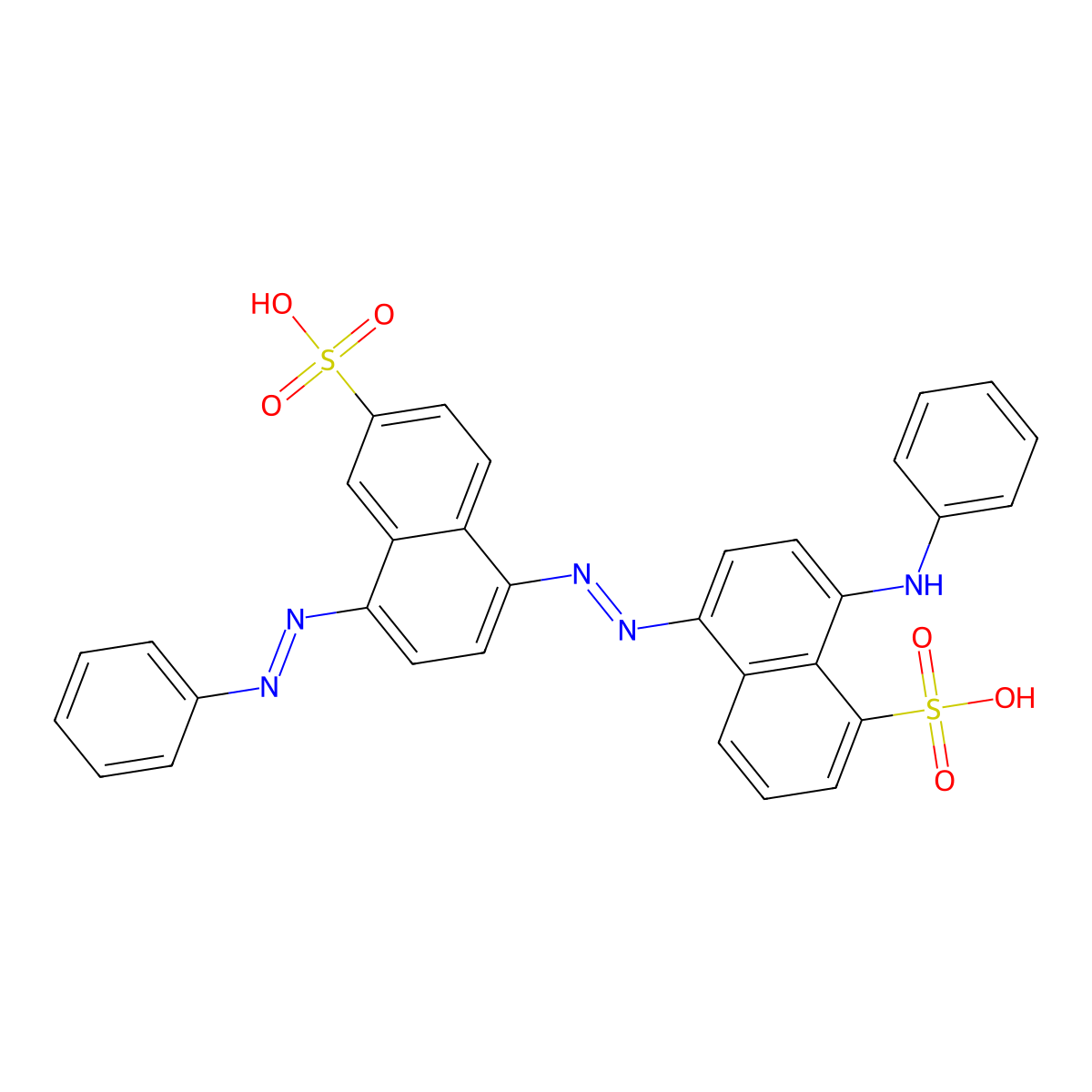 1-Naphthalenesulfonic acid, 8-(phenylamino)-5-(2-(4-(2-phenyldiazenyl)-6(or 7)-sulfo-1-naphthalenyl)diazenyl)- molecular structure, CAS 70833-64-6