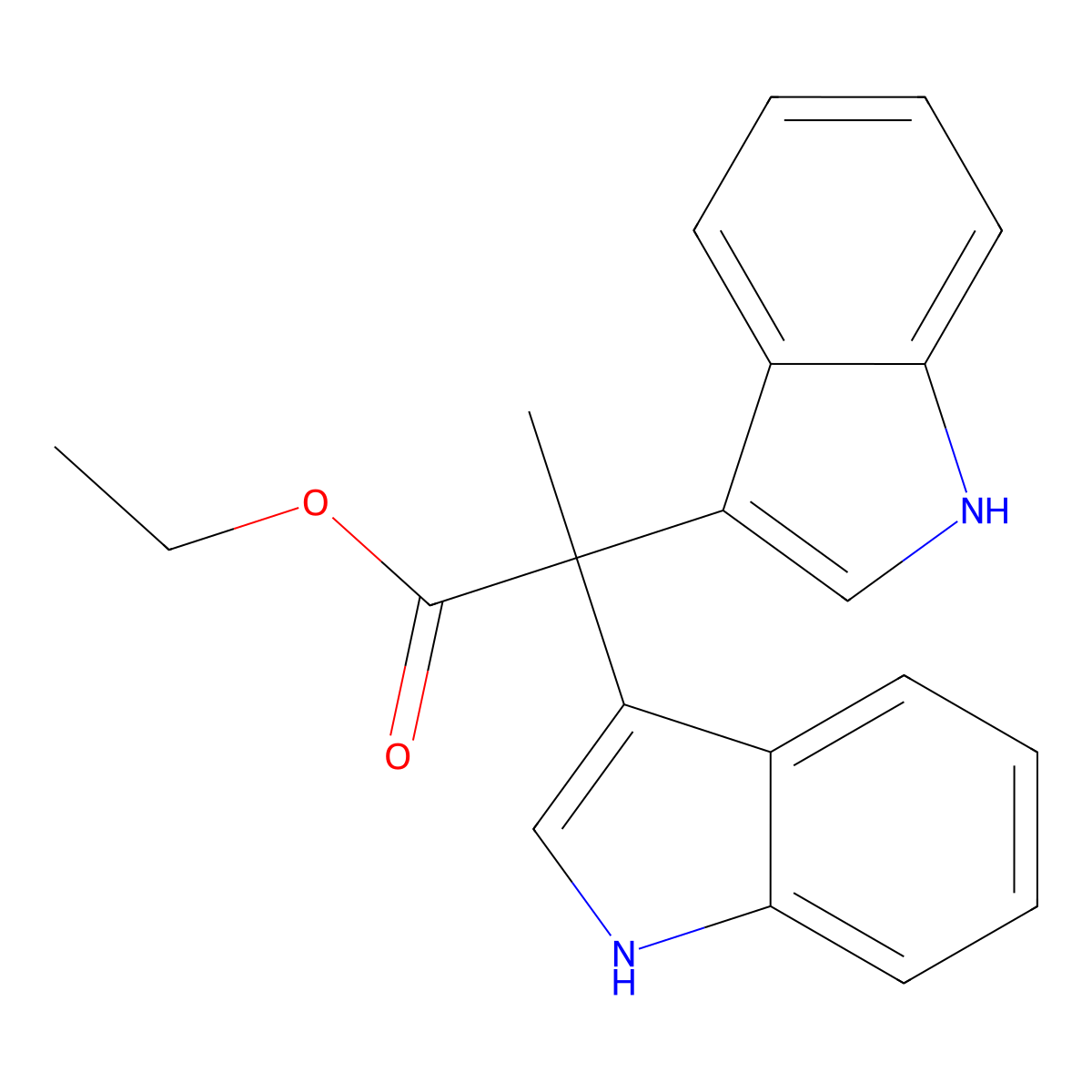 Ethyl 2,2-di(1H-indol-3-yl)propanoate molecular structure, CAS 70837-47-7
