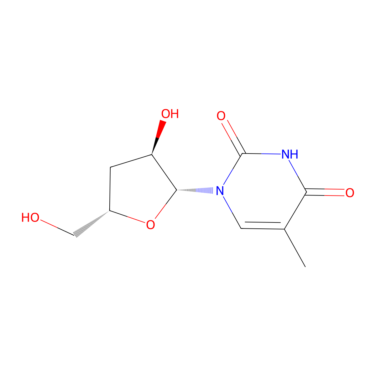 5-Methyl-3'-deoxyuridine molecular structure, CAS 7084-29-9