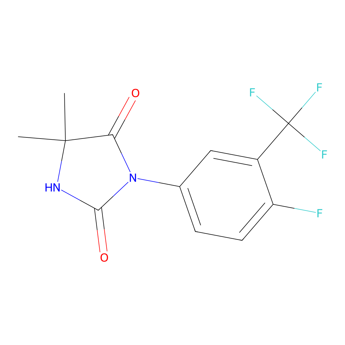 5,5-Dimethyl-3-(alpha,alpha,alpha,4-tetrafluoro-3-tolyl)hydantoin molecular structure, CAS 70842-04-5