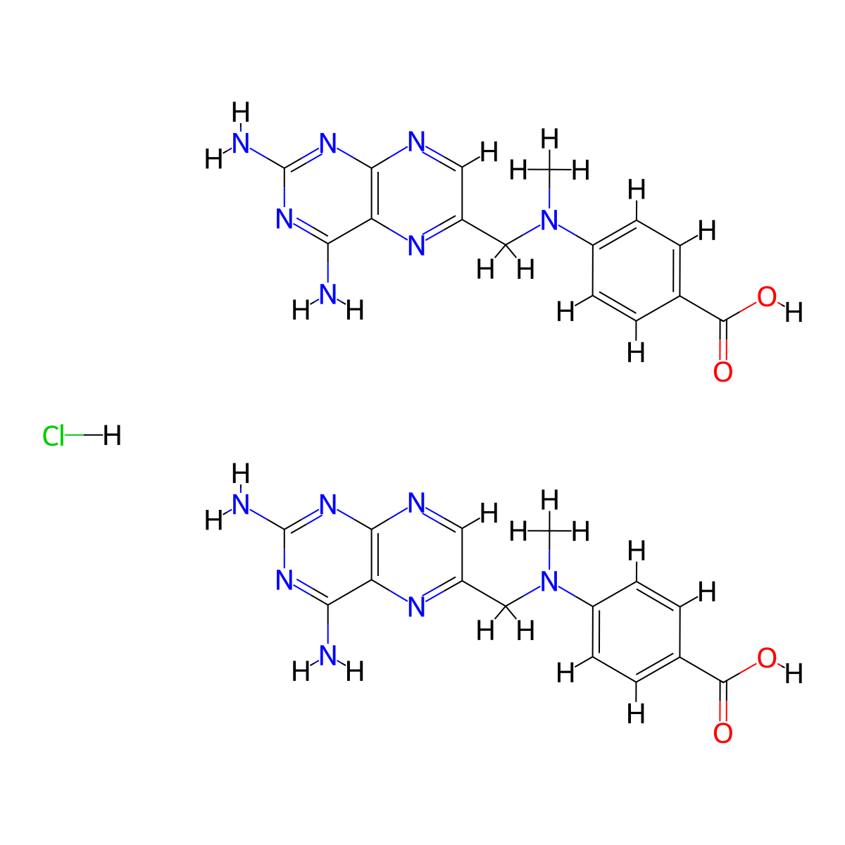 4-Amino-4-deoxy-N10-methylpteroic acid, hemihydrochloride molecular structure, CAS 70844-48-3