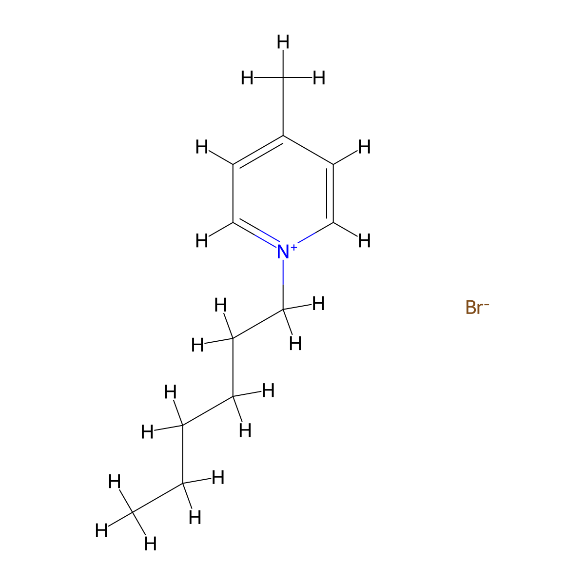 1-Hexyl-4-methylpyridin-1-ium bromide molecular structure, CAS 70850-60-1