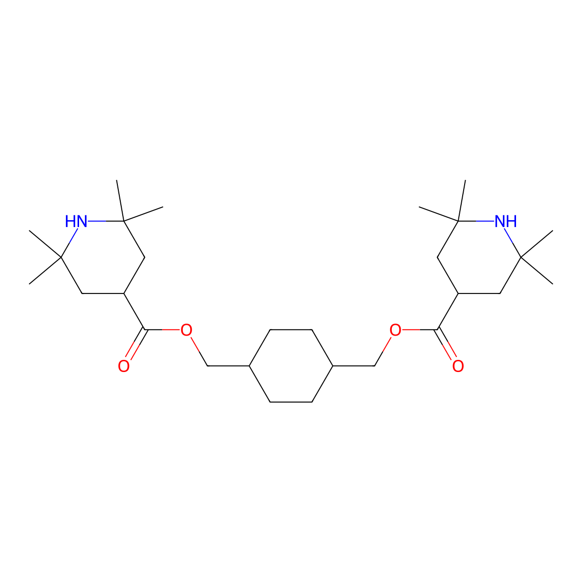 4-Piperidinecarboxylic acid, 2,2,6,6-tetramethyl-, 4,4'-[1,4-cyclohexanediylbis(methylene)] ester molecular structure, CAS 70851-59-1