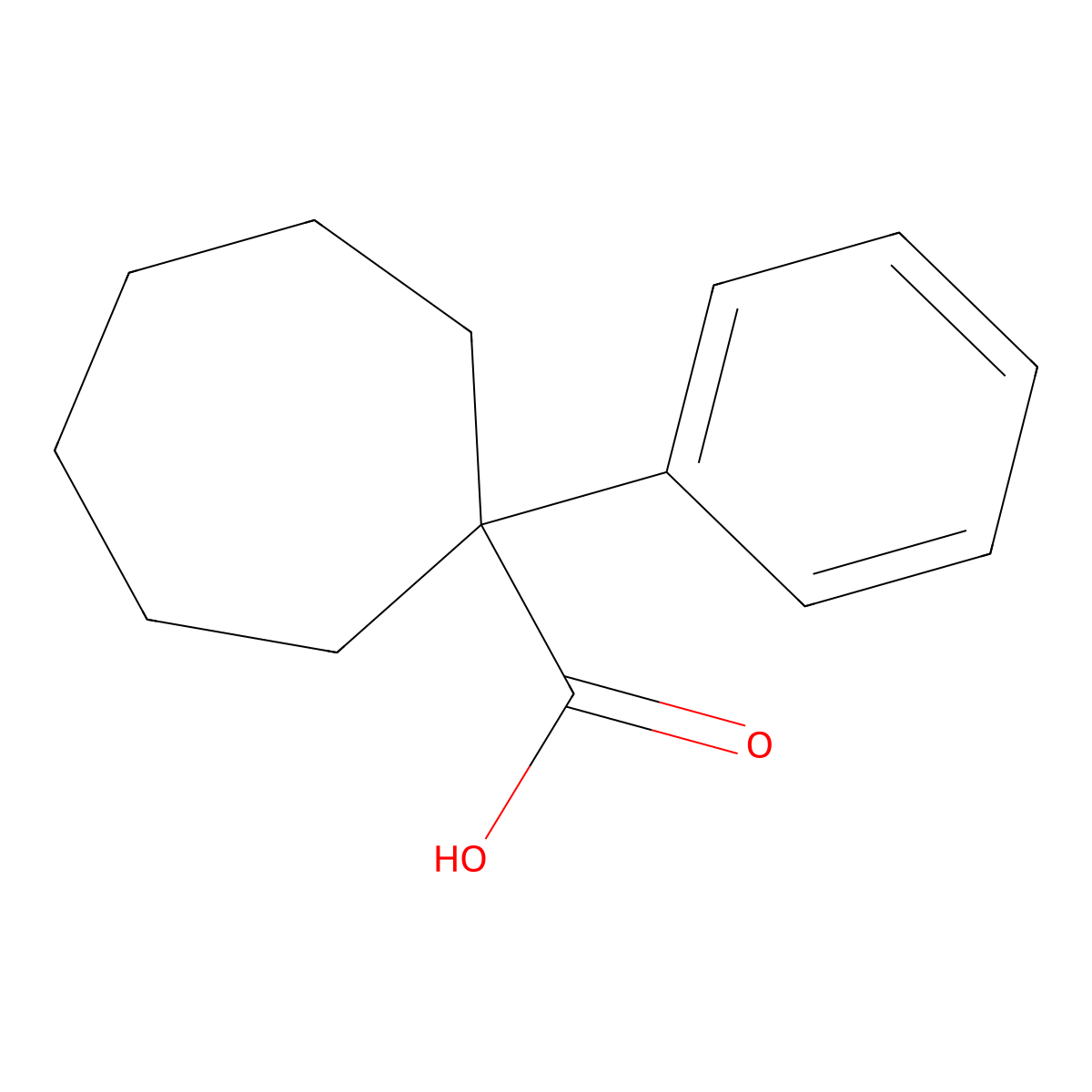1-Phenylcycloheptane-1-carboxylic acid molecular structure, CAS 7086-29-5
