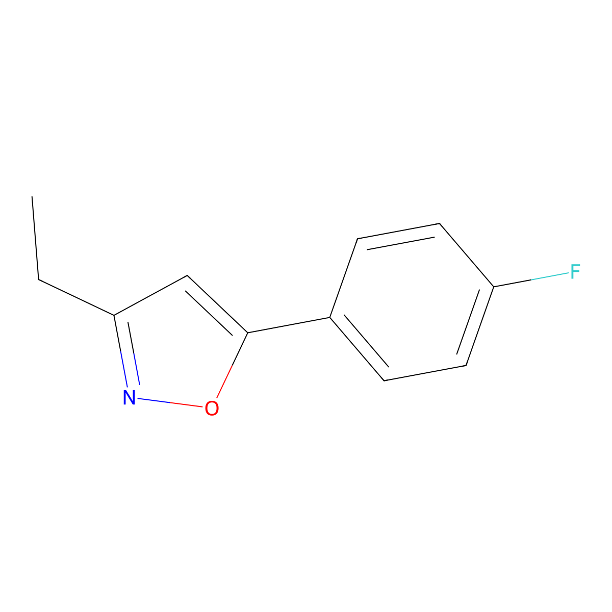3-Ethyl-5-(4-fluorophenyl)-1,2-oxazole molecular structure, CAS 70862-54-3