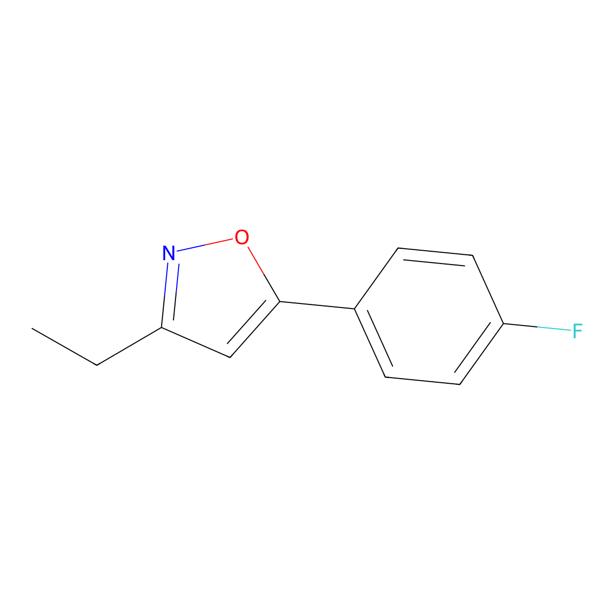 3-Ethyl-5-(4-fluorophenyl)-1,2-oxazole molecular structure, CAS 70862-54-3