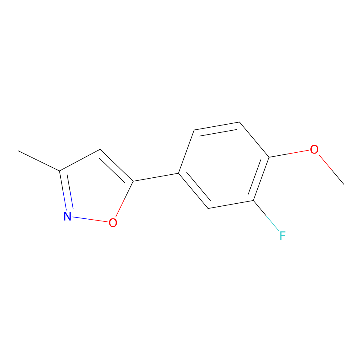 5-(3-Fluoro-4-methoxyphenyl)-3-methylisoxazole molecular structure, CAS 70862-61-2