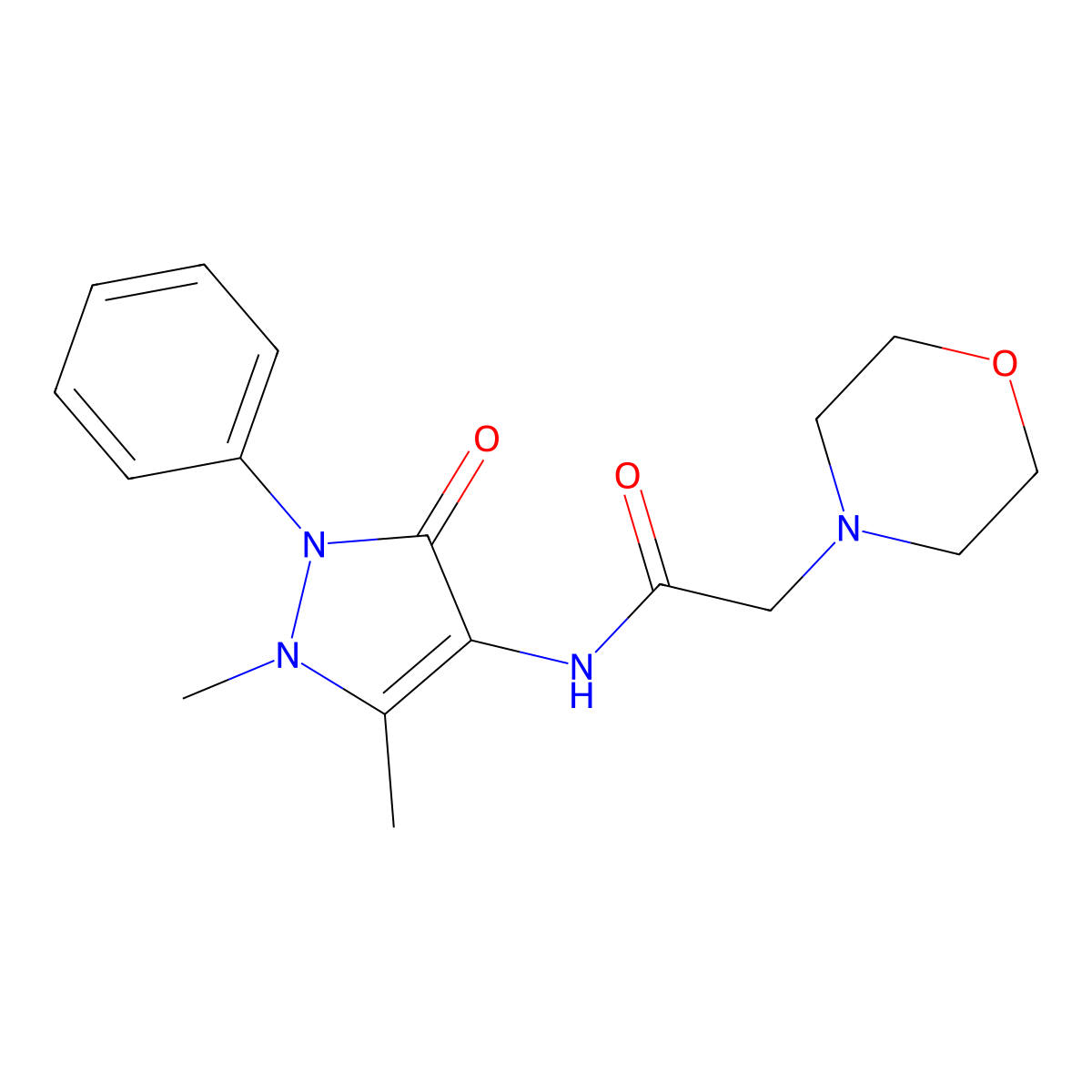 N-(1,5-dimethyl-3-oxo-2-phenyl-2,3-dihydro-1H-pyrazol-4-yl)-2-(morpholin-4-yl)acetamide molecular structure, CAS 70862-88-3