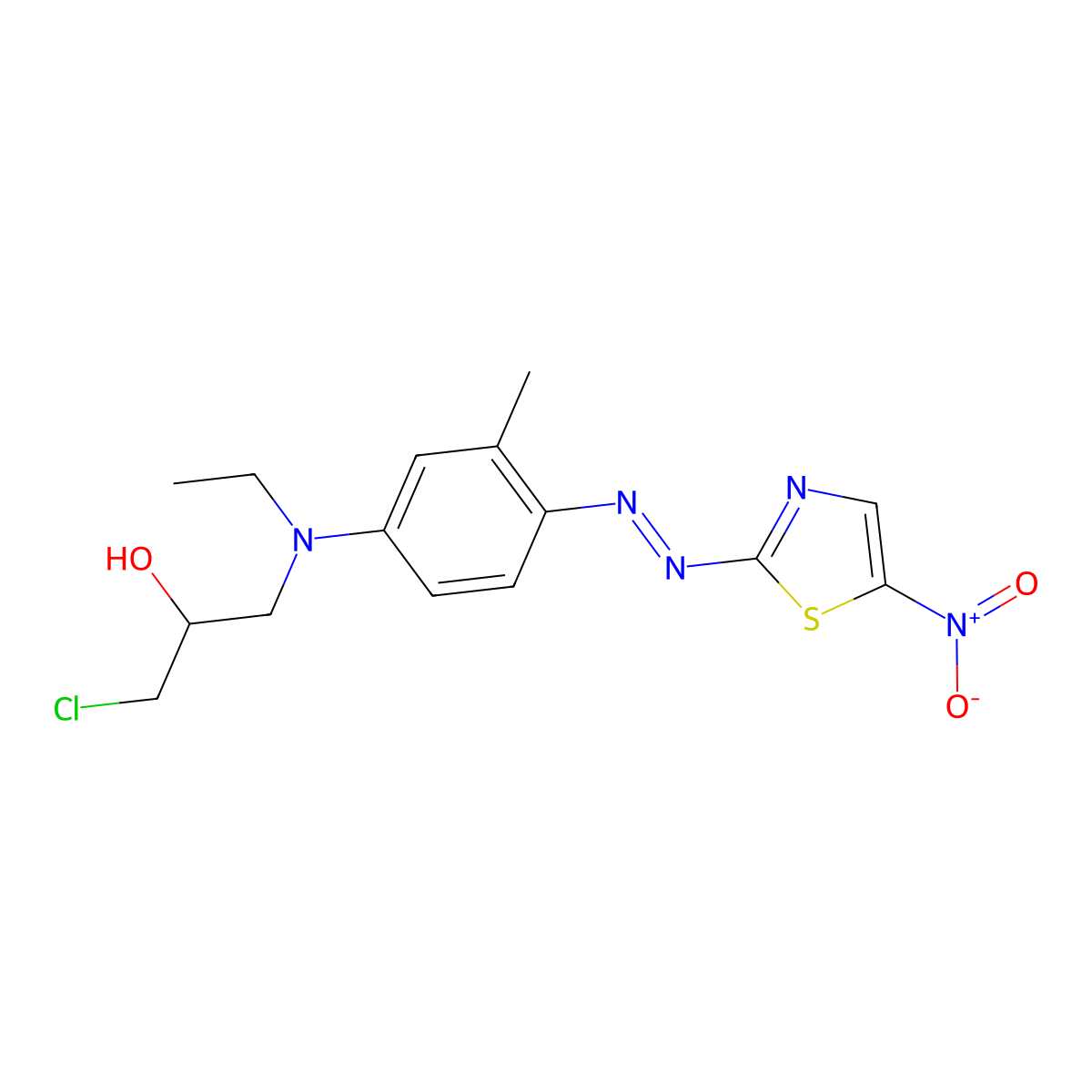 1-Chloro-3-(ethyl(3-methyl-4-((5-nitrothiazol-2-yl)azo)phenyl)amino)propan-2-ol molecular structure, CAS 70865-21-3