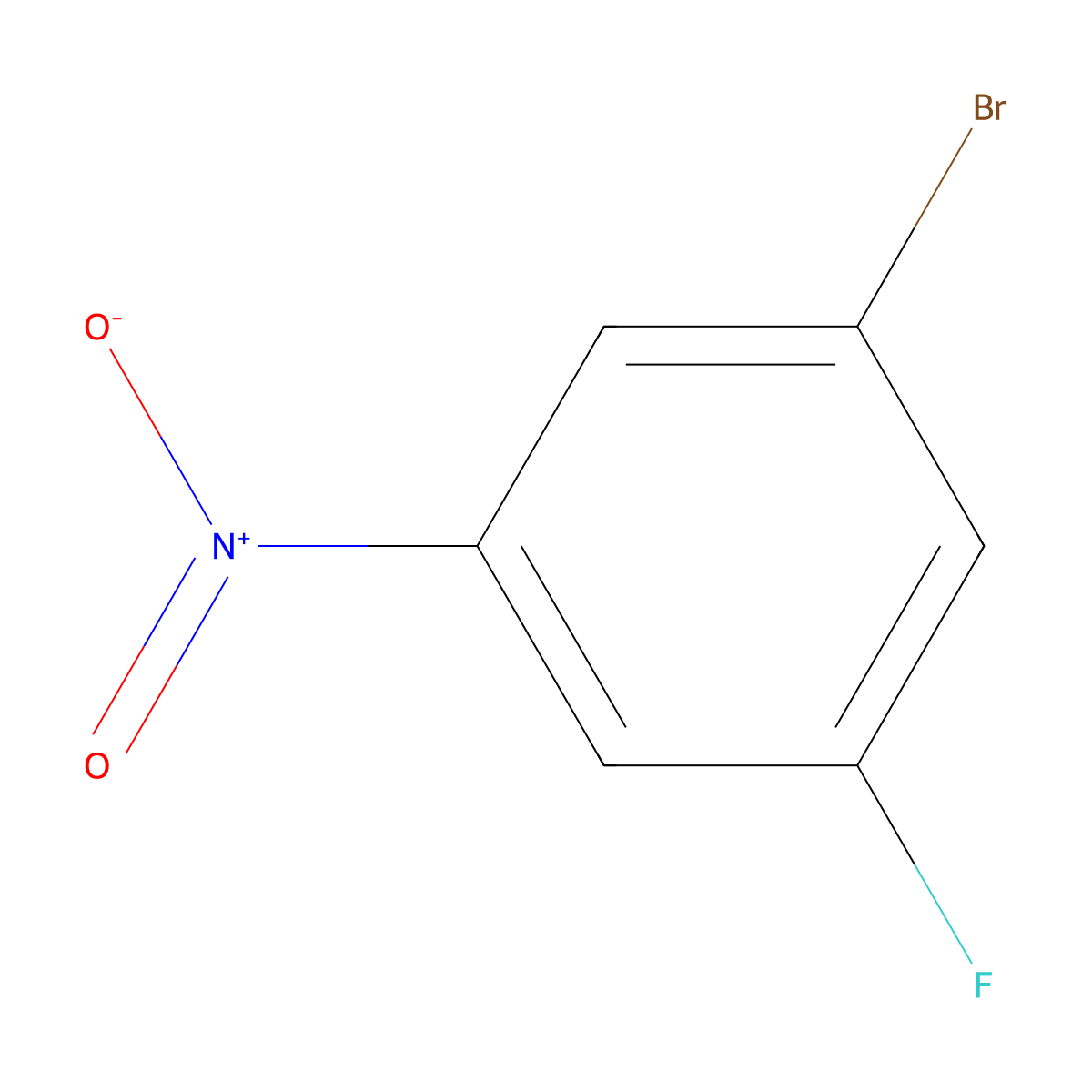 1-Bromo-3-fluoro-5-nitrobenzene molecular structure, CAS 7087-65-2