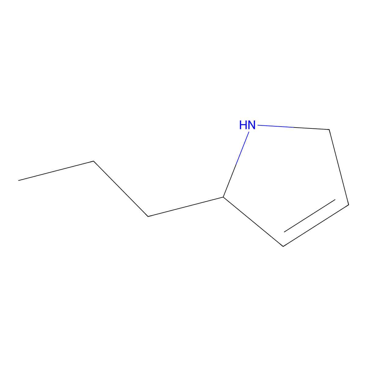 2-Propyl-2,5-dihydro-1H-pyrrole molecular structure, CAS 70882-10-9