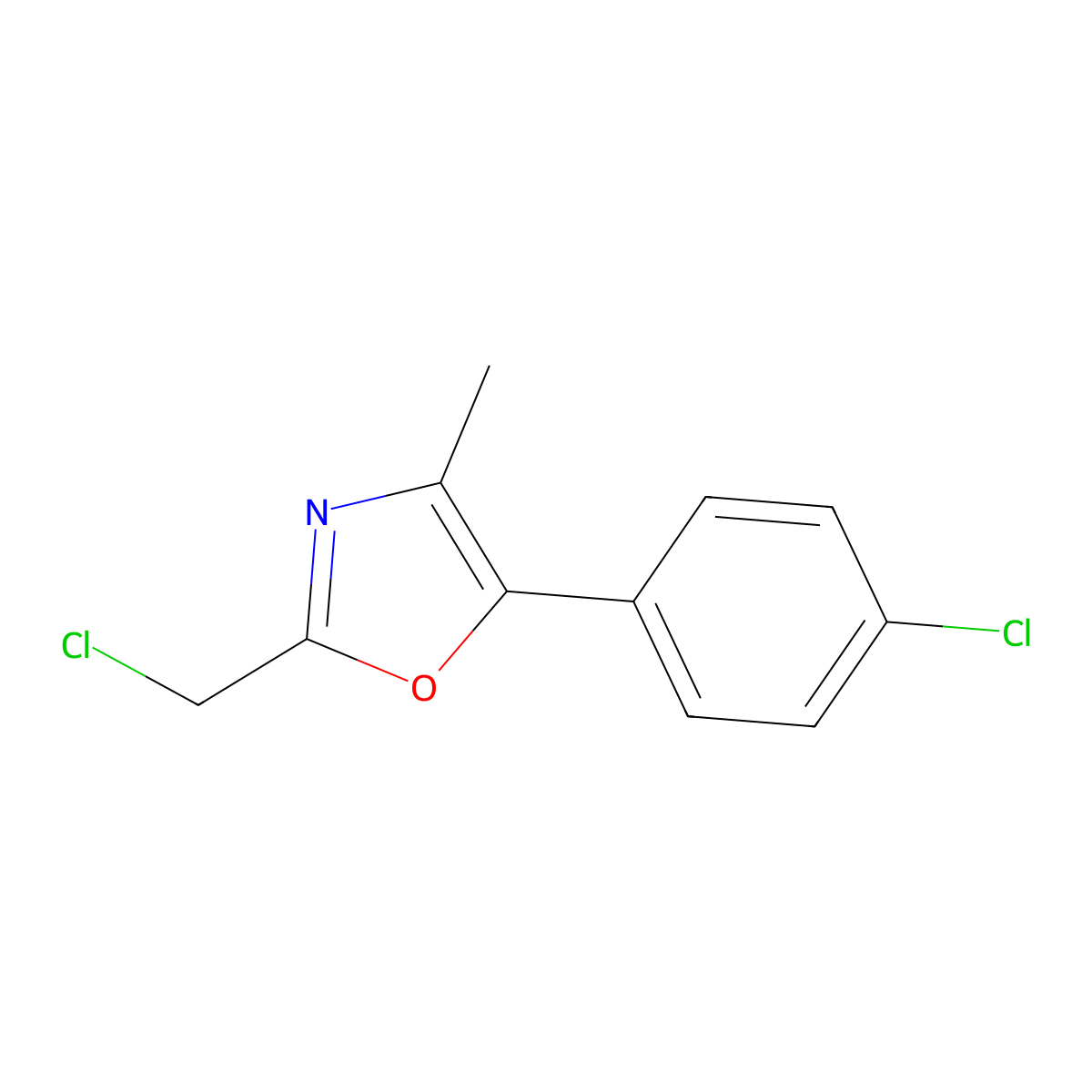 2-(Chloromethyl)-5-(4-chlorophenyl)-4-methyl-1,3-oxazole molecular structure, CAS 70886-70-3