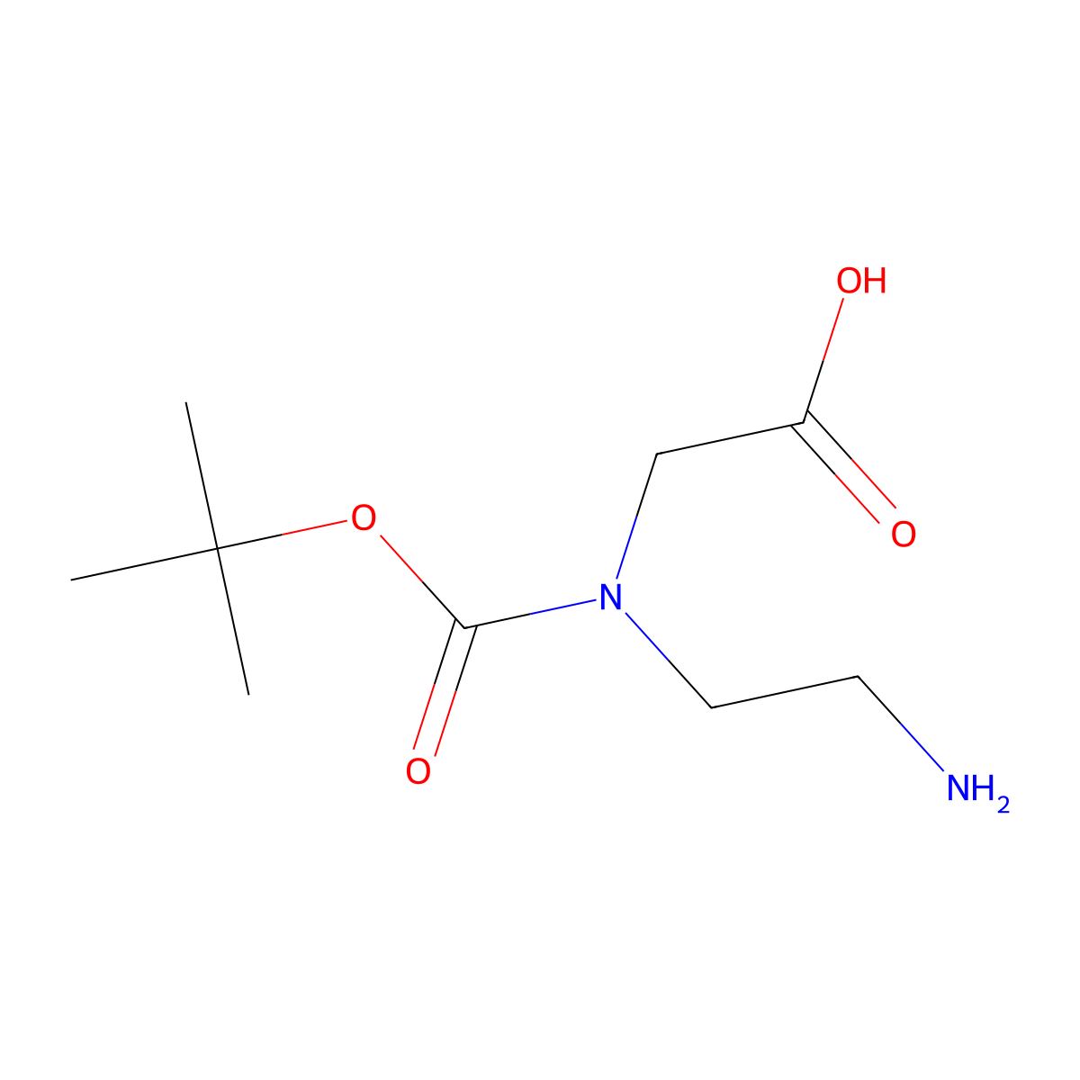 N-(2-Aminoethyl)-N-(tert-butoxycarbonyl)glycine molecular structure, CAS 70889-94-0