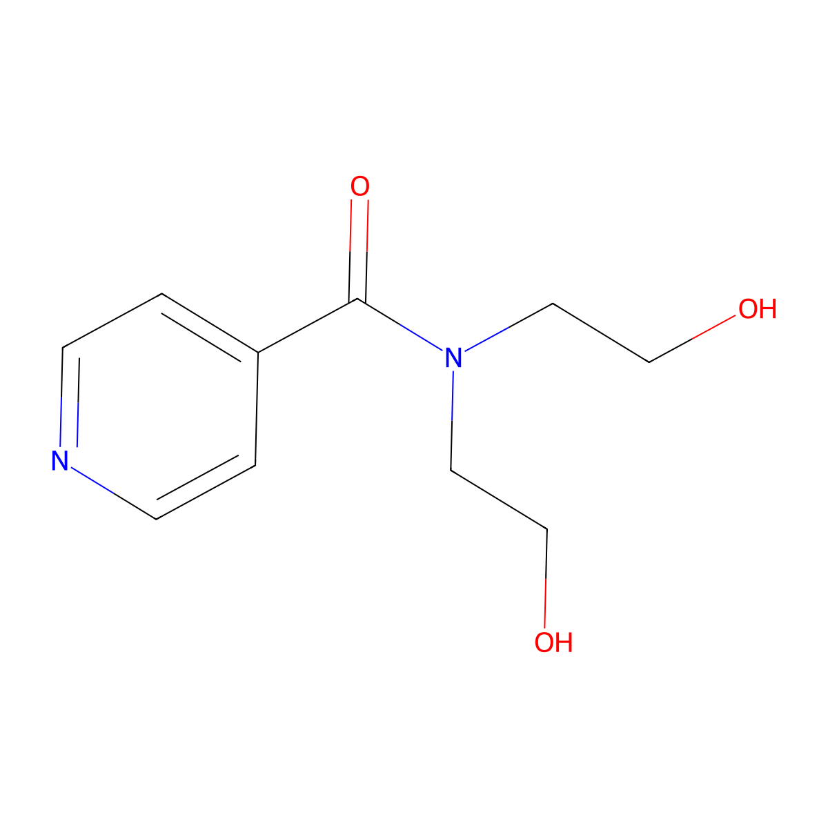 4-Pyridinecarboxamide, N,N-bis(2-hydroxyethyl)- molecular structure, CAS 70892-82-9
