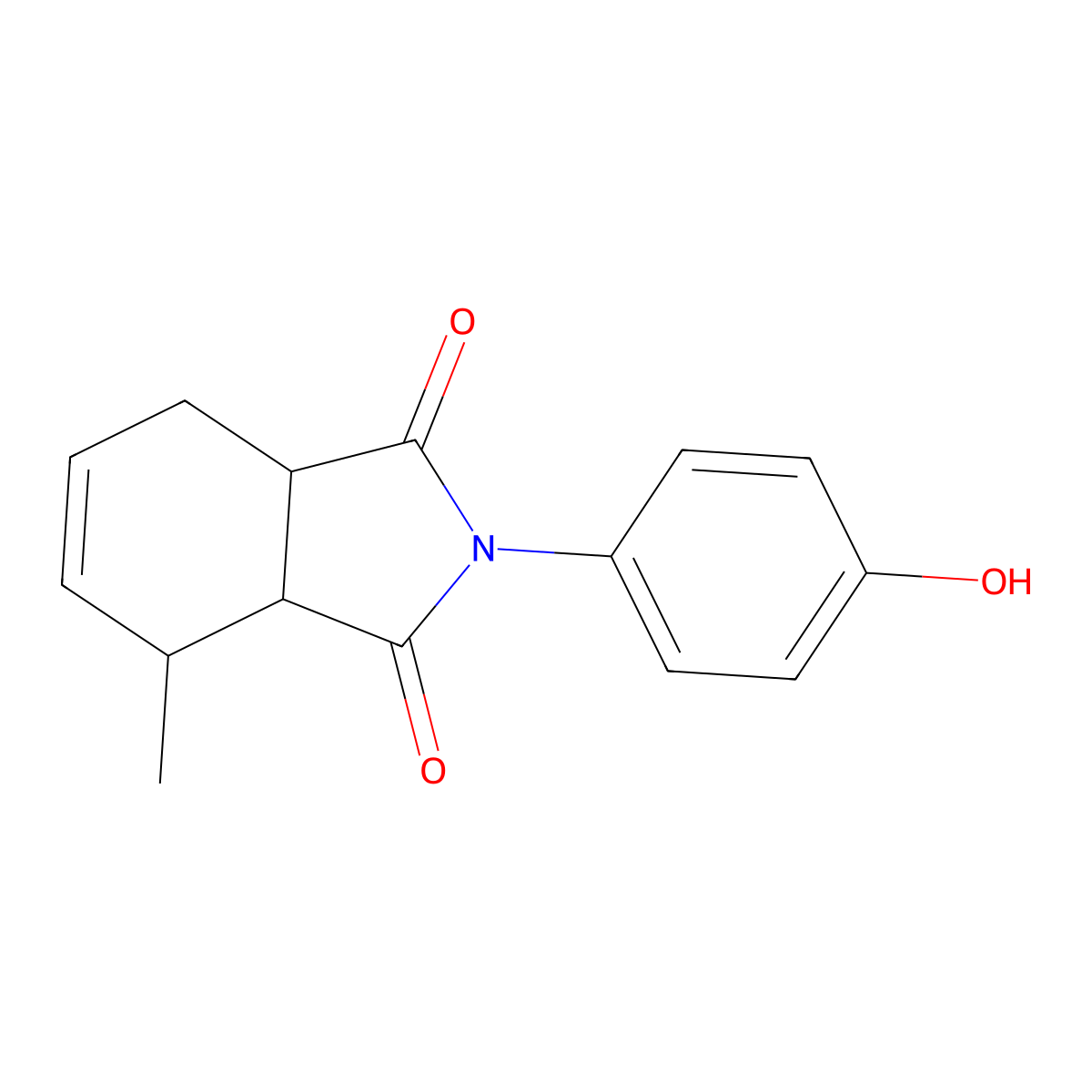 2-(4-hydroxyphenyl)-4-methyl-3a,4,7,7a-tetrahydro-1H-isoindole-1,3(2H)-dione molecular structure, CAS 70893-22-0