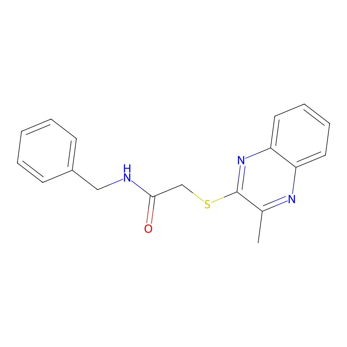 N-benzyl-2-((3-methylquinoxalin-2-yl)thio)acetamide molecular structure, CAS 708975-45-5