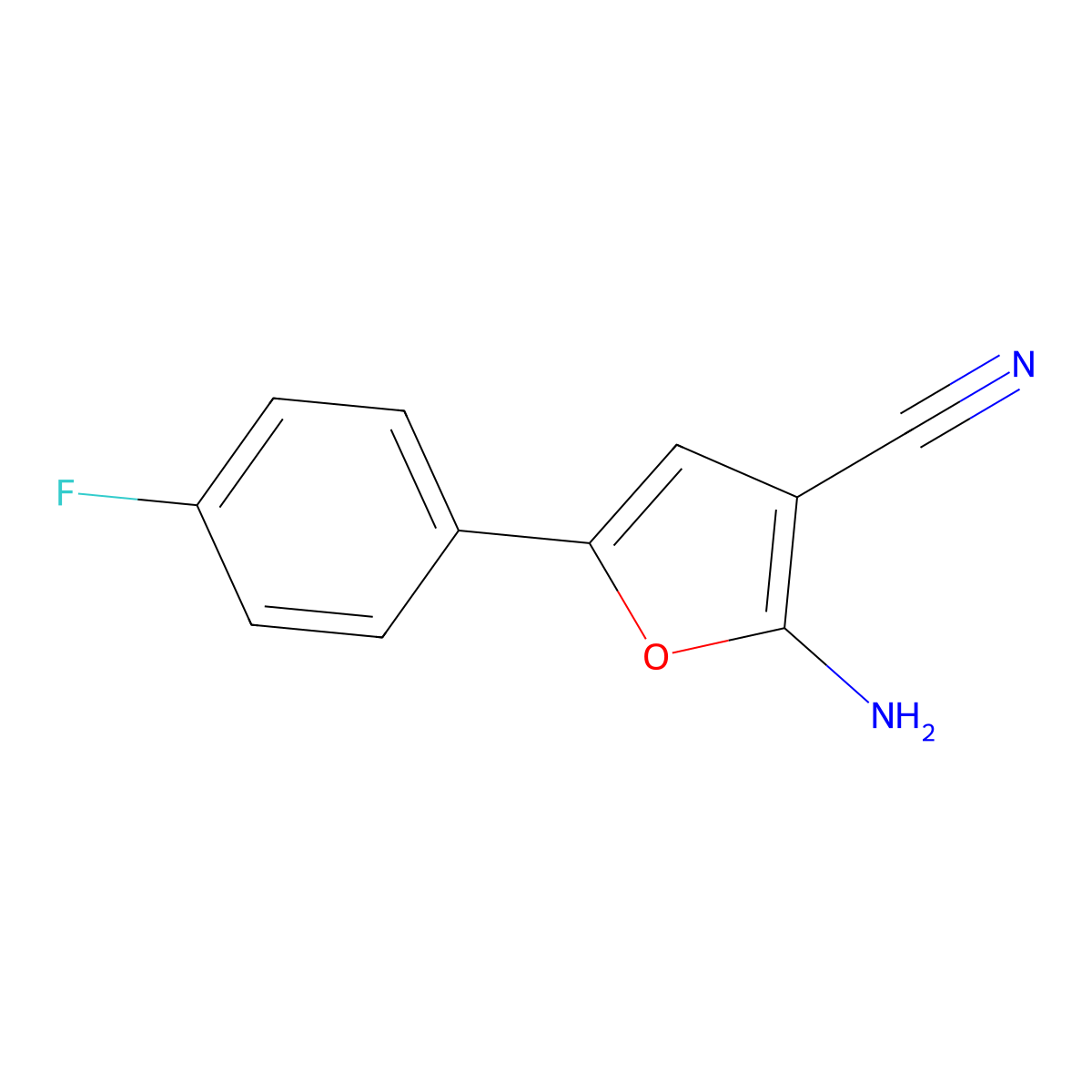 2-Amino-5-(4-fluorophenyl)furan-3-carbonitrile molecular structure, CAS 708976-50-5
