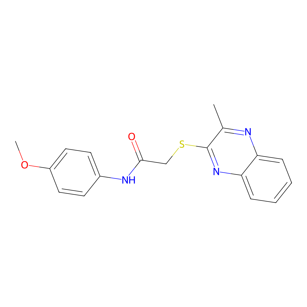 N-(4-methoxyphenyl)-2-((3-methylquinoxalin-2-yl)thio)acetamide molecular structure, CAS 708976-92-5