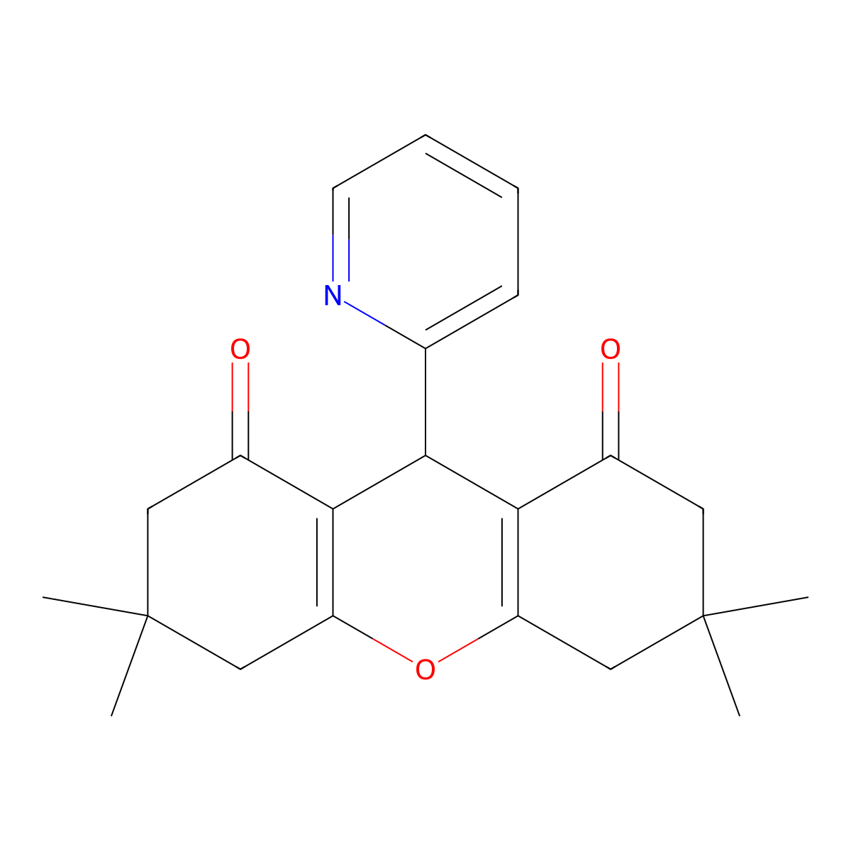 3,3,6,6-Tetramethyl-9-(2-pyridyl)-3,4,5,6,7,9-hexahydro-1H-xanthene-1,8(2H)-dione molecular structure, CAS 708977-33-7