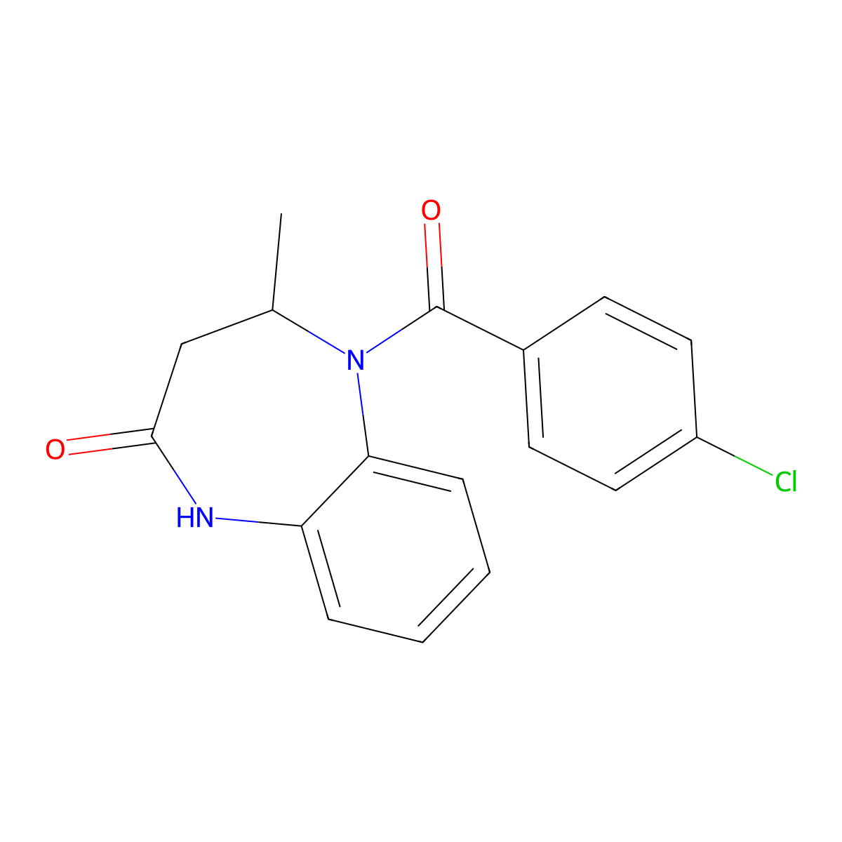 5-(4-chlorobenzoyl)-4-methyl-2,3,4,5-tetrahydro-1H-1,5-benzodiazepin-2-one molecular structure, CAS 708977-54-2