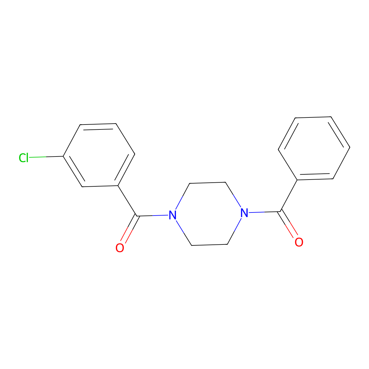 1-Benzoyl-4-(3-chlorobenzoyl)piperazine molecular structure, CAS 708981-95-7