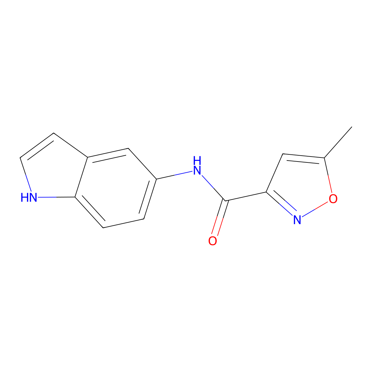 N-(1H-indol-5-yl)-5-methyl-1,2-oxazole-3-carboxamide molecular structure, CAS 708987-60-4