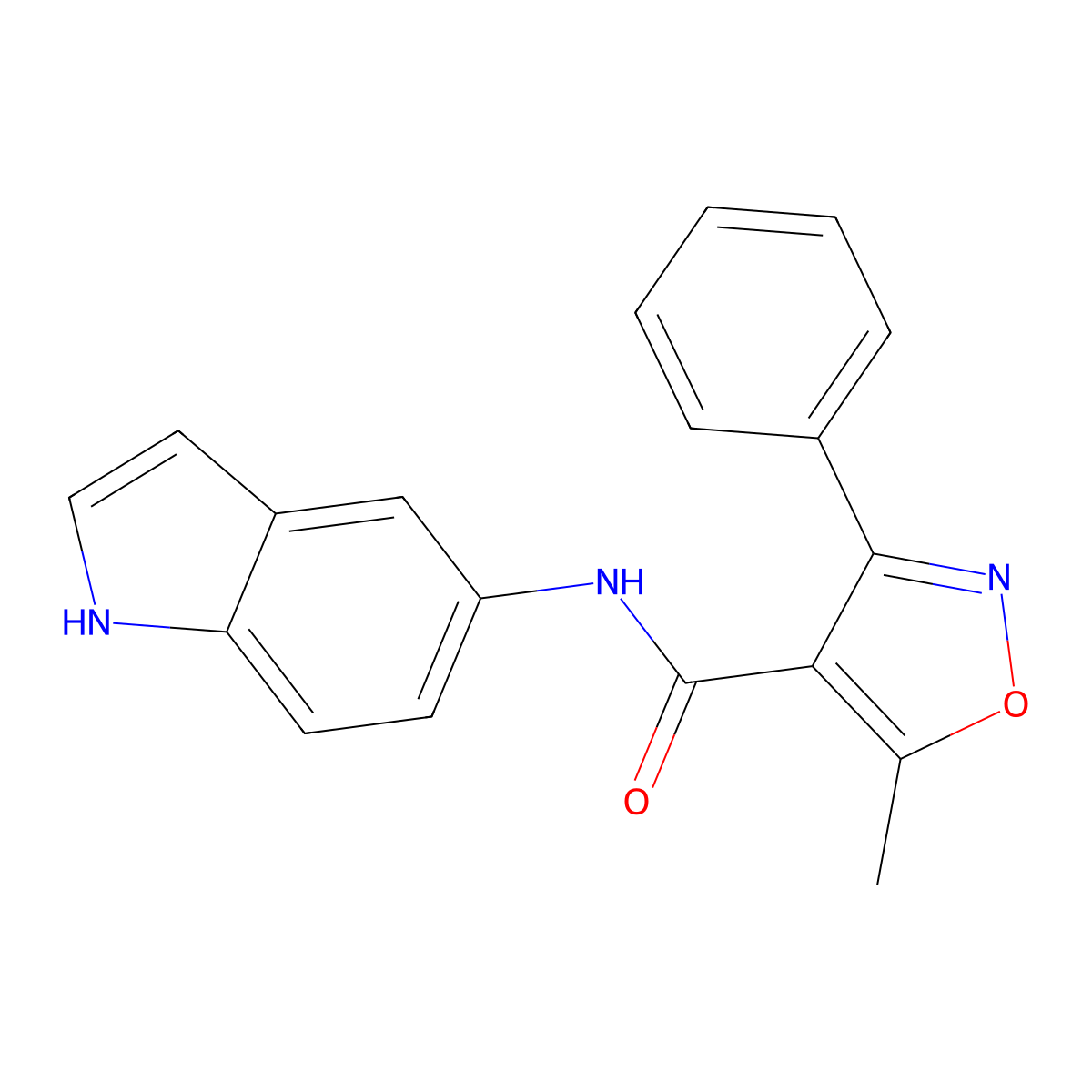 N-(1H-indol-5-yl)-5-methyl-3-phenyl-1,2-oxazole-4-carboxamide molecular structure, CAS 708987-61-5