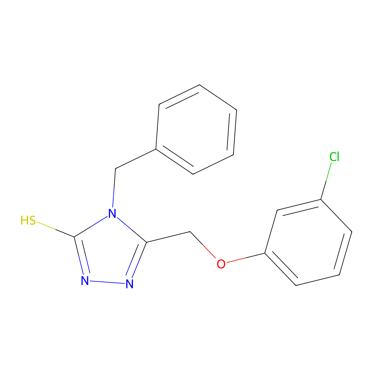 4-benzyl-5-[(3-chlorophenoxy)methyl]-4H-1,2,4-triazole-3-thiol molecular structure, CAS 708989-80-4